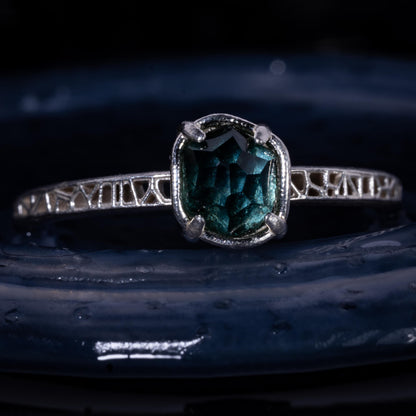 Hand Cut Montana Sapphire Solitaire Ring in Sterling Silver, item 1025 silver, sapphire