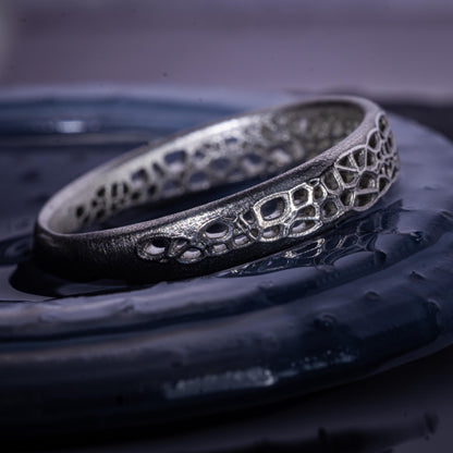 Sterling Silver Band Ring with Organic Lattice Texture item 1028 
