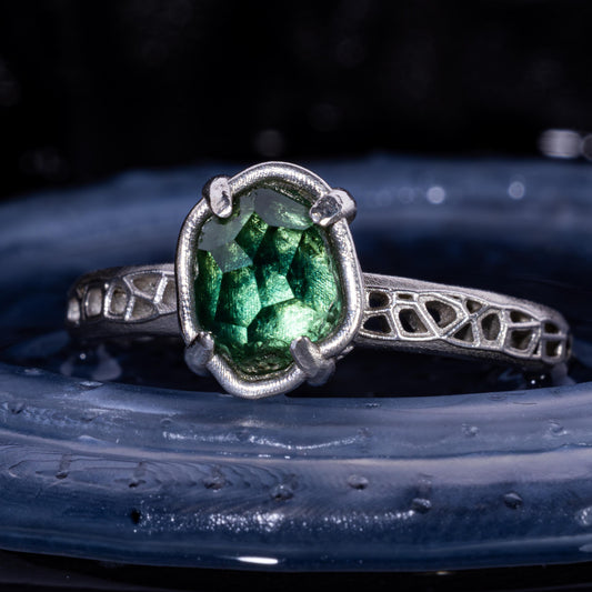 Hand Cut Montana Sapphire Solitaire Ring in Sterling Silver, item 1014 