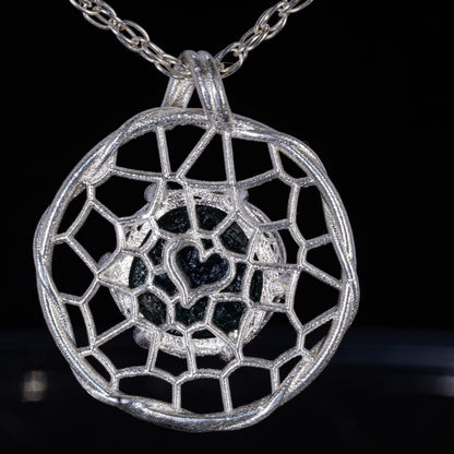 Hand Cut Montana Sapphire Sterling Silver Pendant - Dreamcatcher Necklace item 1004 Sterling silver