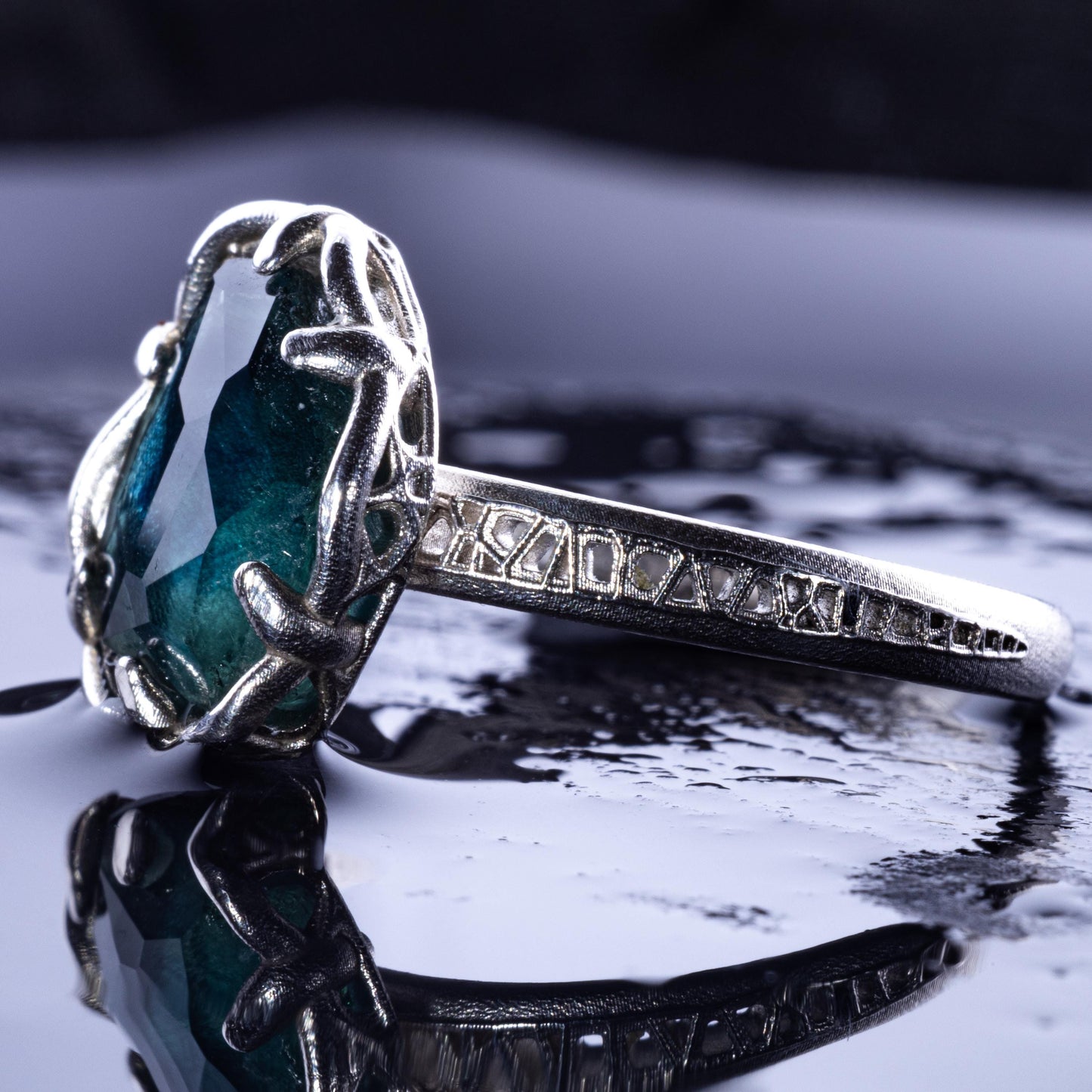 Hand Cut Montana Sapphire Solitaire Ring in Sterling Silver, item 1006 