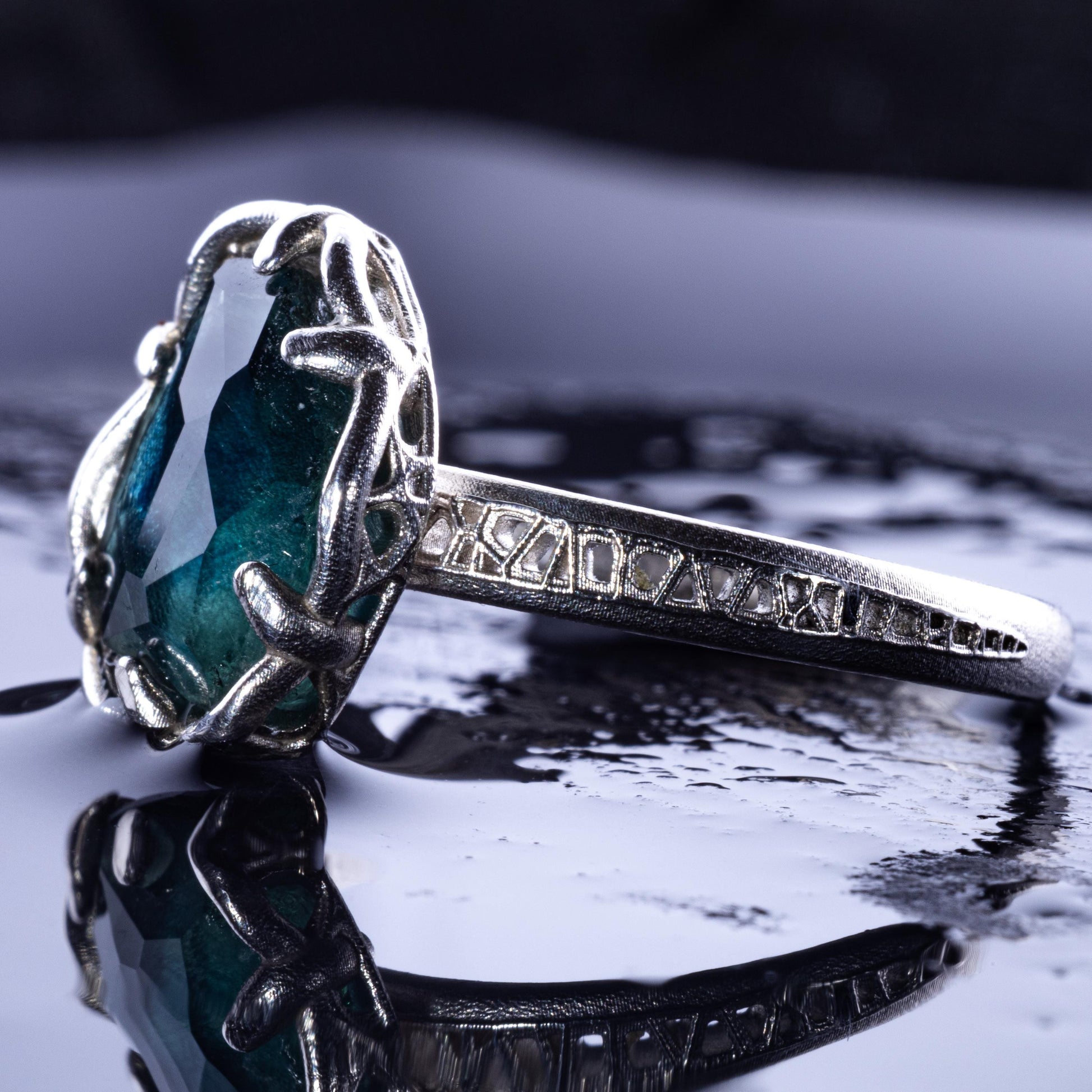 Hand Cut Montana Sapphire Solitaire Ring in Sterling Silver, item 1006 