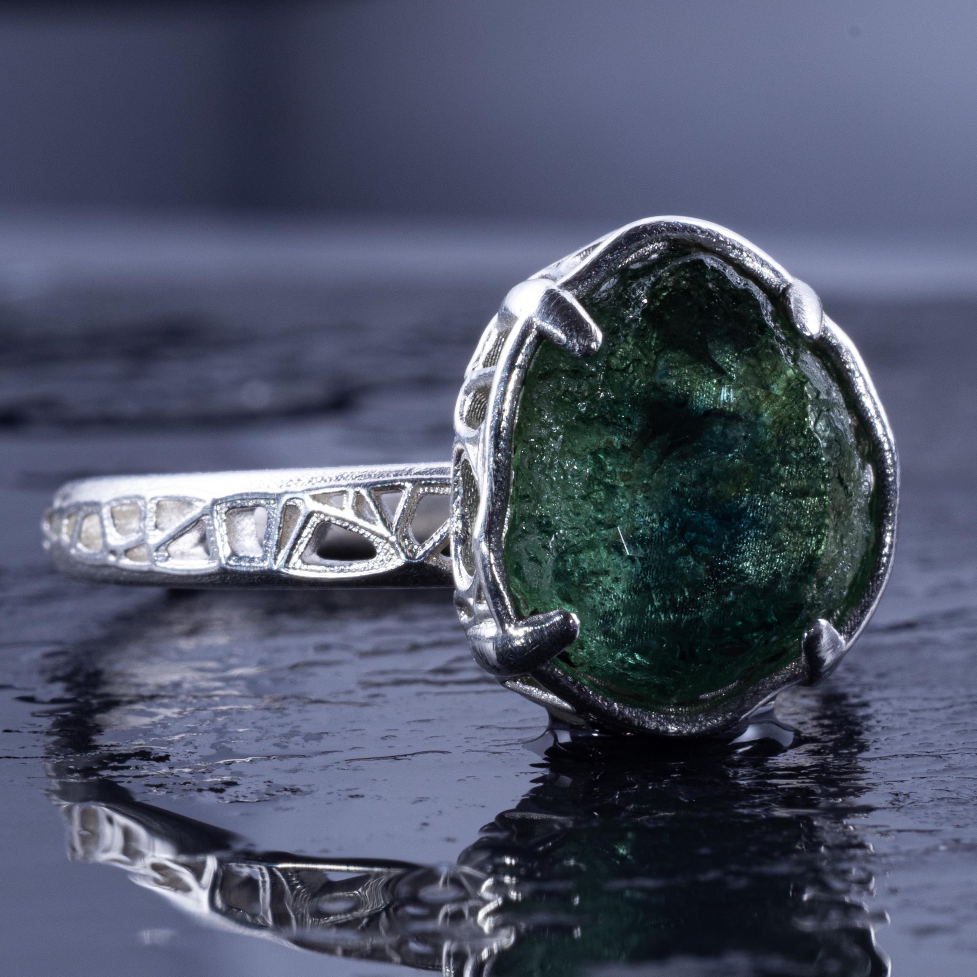 Hand Cut Montana Sapphire Solitaire Ring in Sterling Silver, item 1016 silver, sapphire