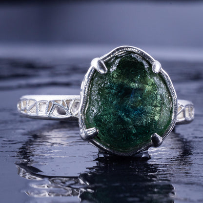 Hand Cut Montana Sapphire Solitaire Ring in Sterling Silver, item 1016 silver, sapphire