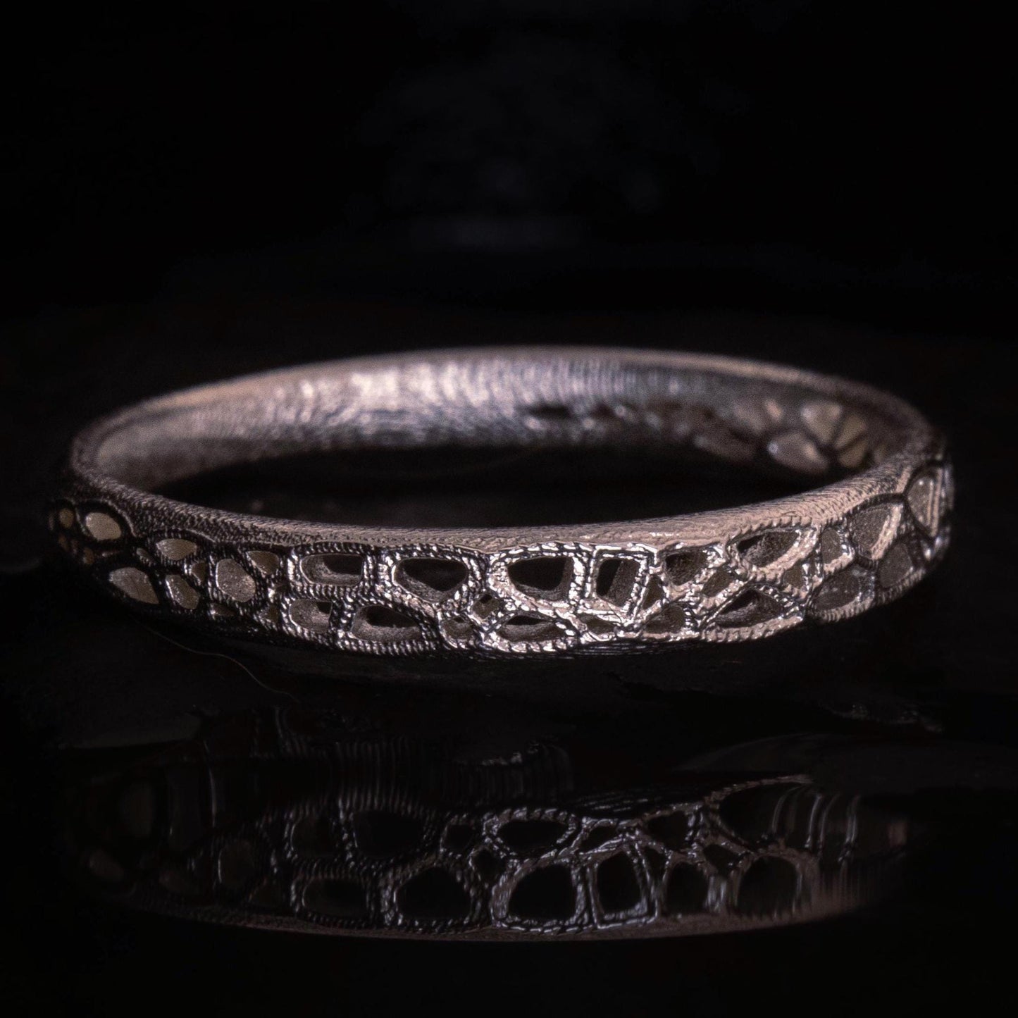 Sterling Silver Band Ring with Organic Lattice Texture item 1029 