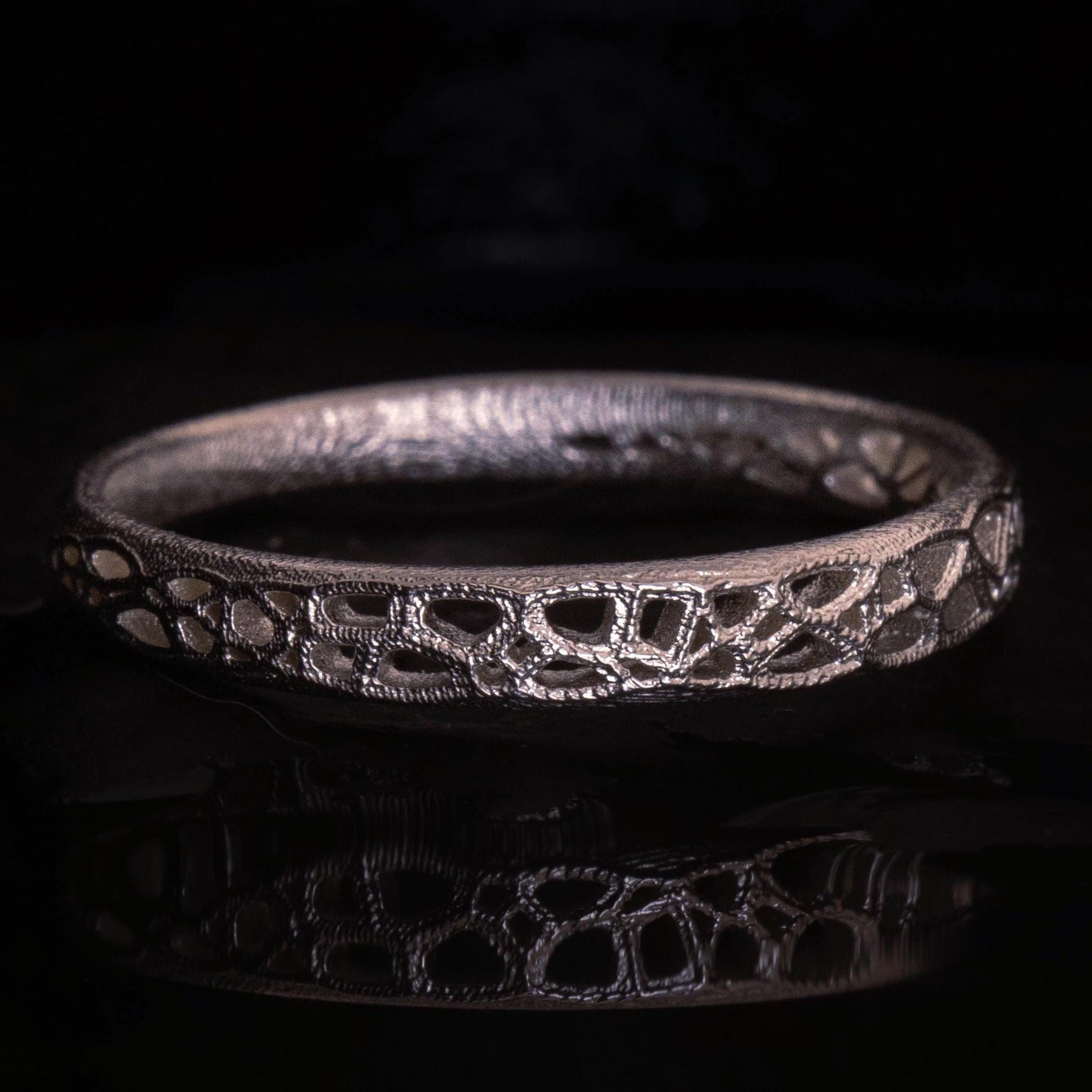 Sterling Silver Band Ring with Organic Lattice Texture item 1029 