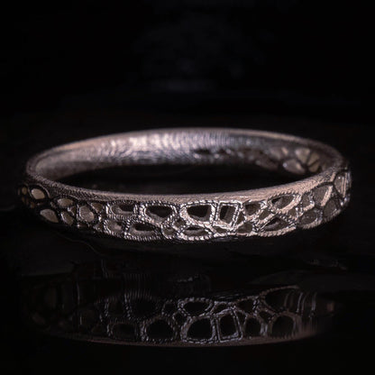 Sterling Silver Band Ring with Organic Lattice Texture item 1029 