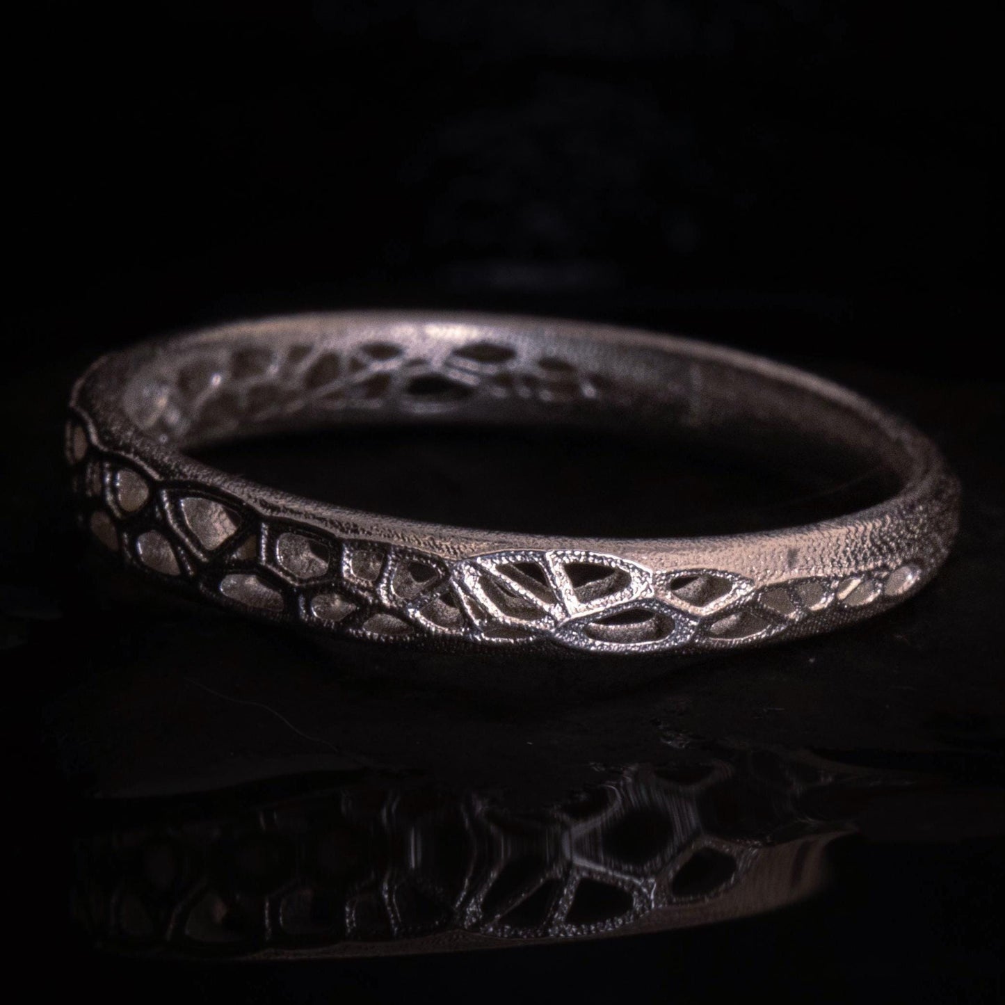 Sterling Silver Band Ring with Organic Lattice Texture item 1029 
