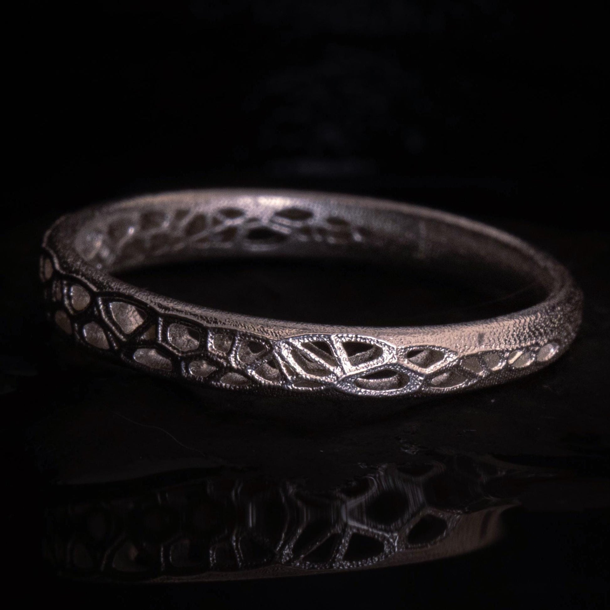 Sterling Silver Band Ring with Organic Lattice Texture item 1029 