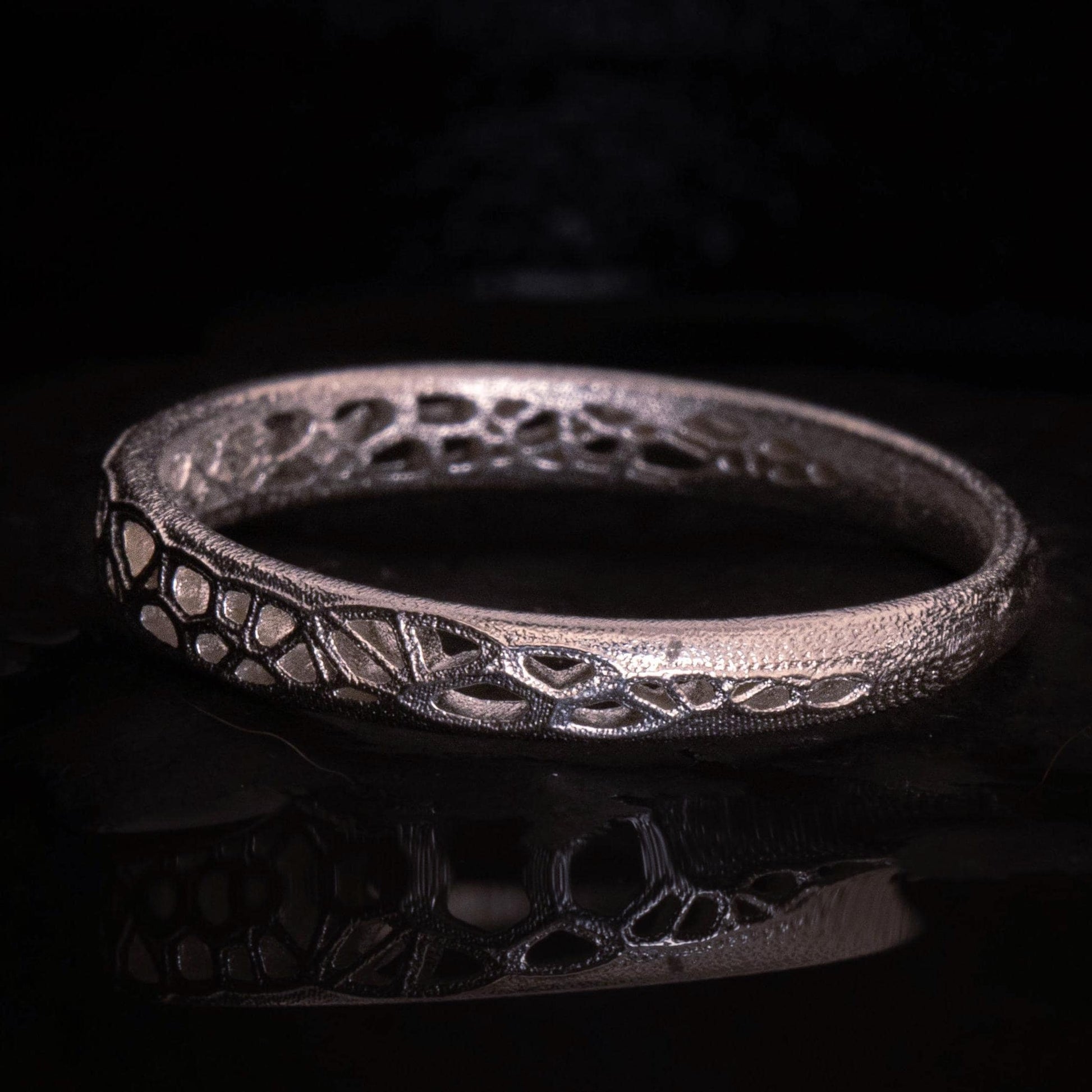 Sterling Silver Band Ring with Organic Lattice Texture item 1029 