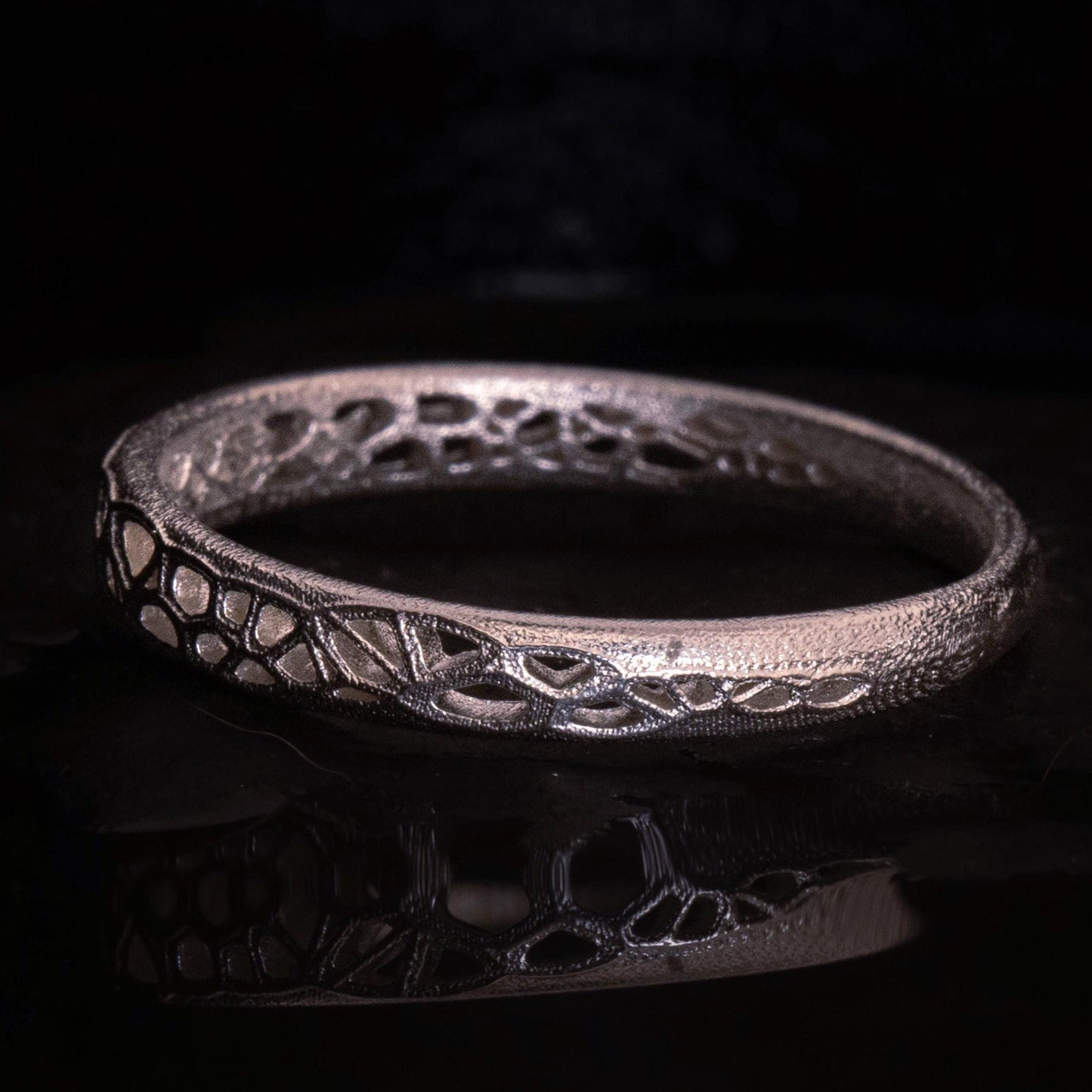 Sterling Silver Band Ring with Organic Lattice Texture item 1029 