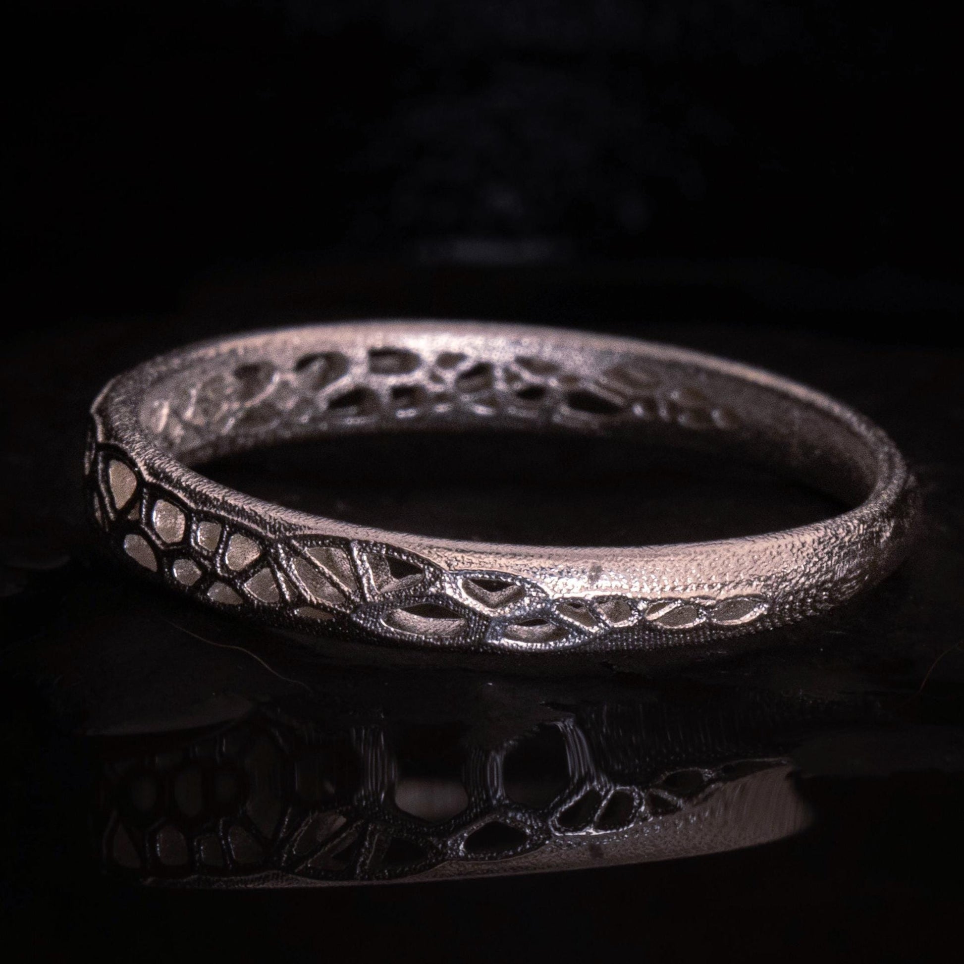 Sterling Silver Band Ring with Organic Lattice Texture item 1029 