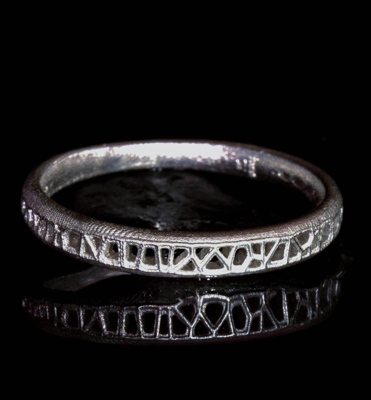 Sterling Silver Band Ring with Organic Lattice Texture item 1027 