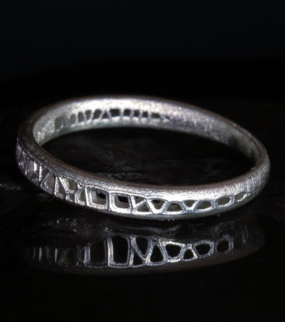 Sterling Silver Band Ring with Organic Lattice Texture item 1027 
