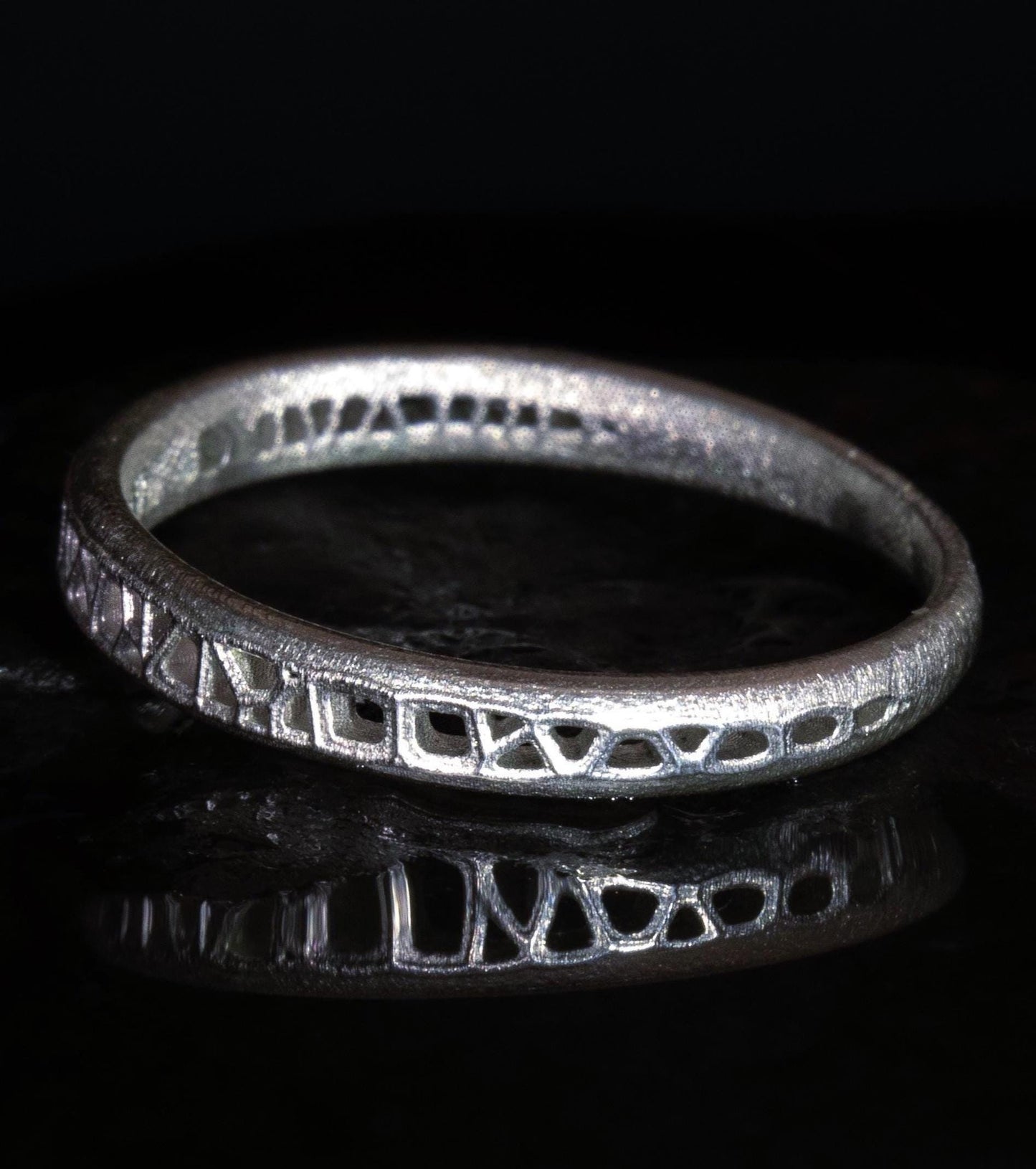 Sterling Silver Band Ring with Organic Lattice Texture item 1027 