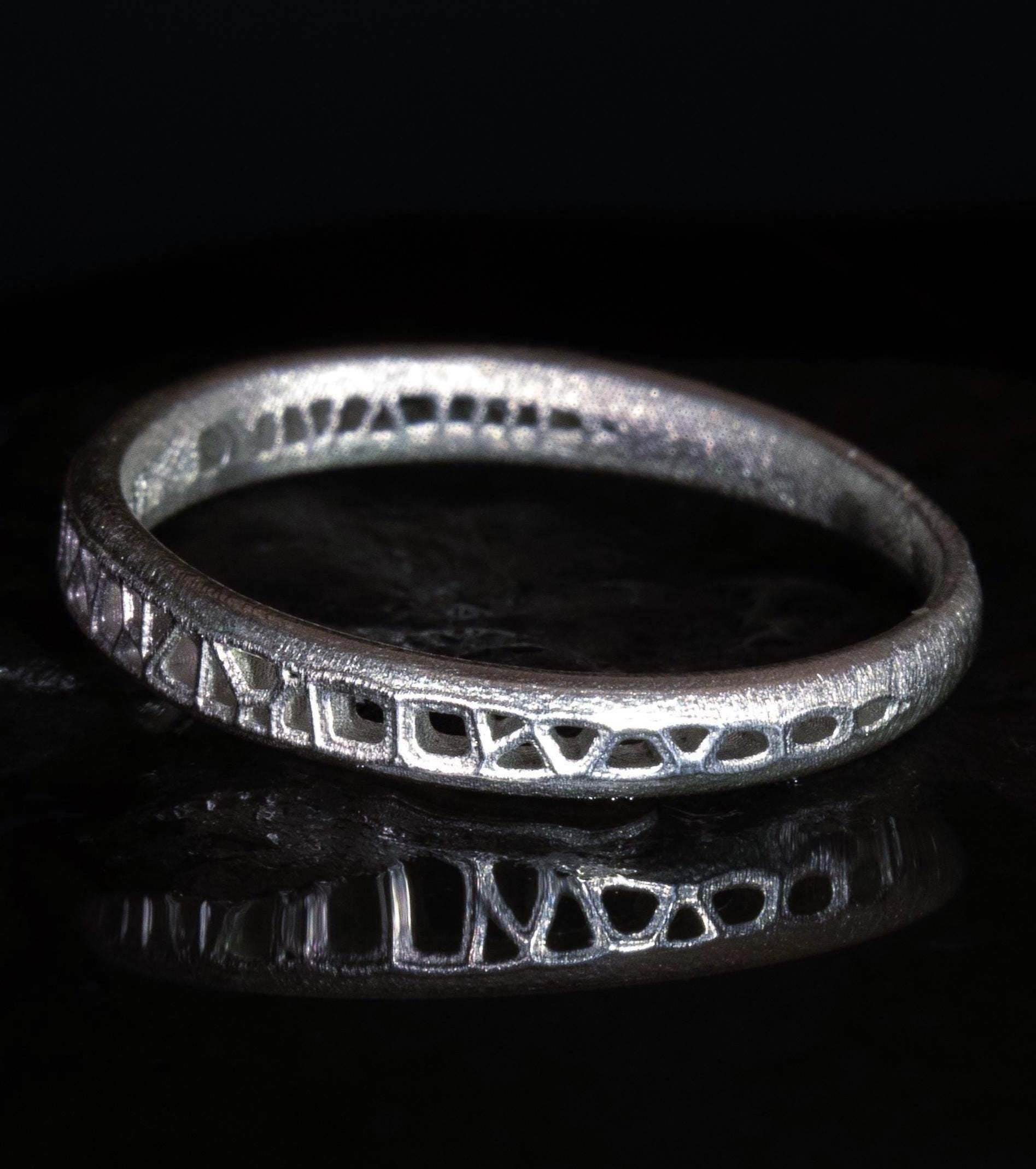 Sterling Silver Band Ring with Organic Lattice Texture item 1027 