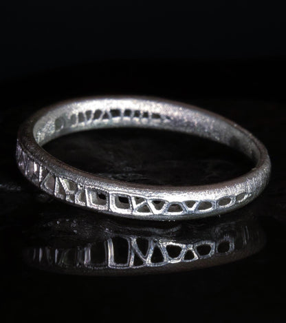 Sterling Silver Band Ring with Organic Lattice Texture item 1027 