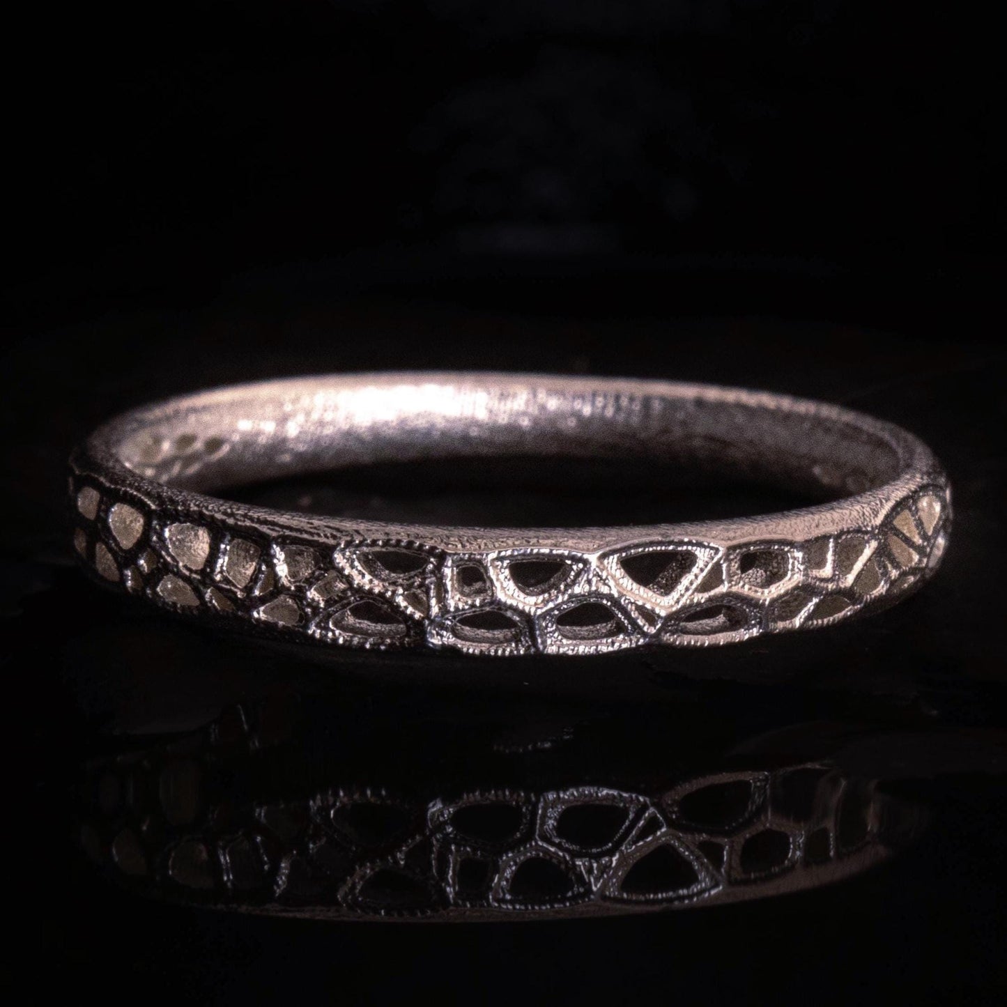 Sterling Silver Band Ring with Organic Lattice Texture item 1029 