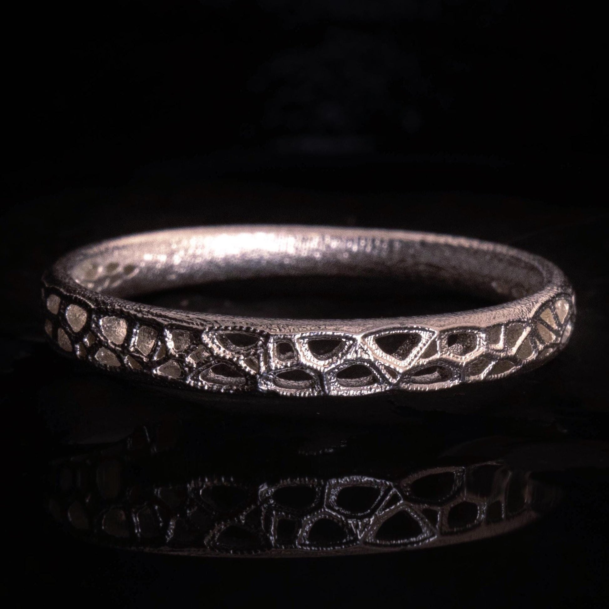 Sterling Silver Band Ring with Organic Lattice Texture item 1029 