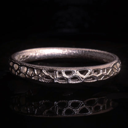 Sterling Silver Band Ring with Organic Lattice Texture item 1029 