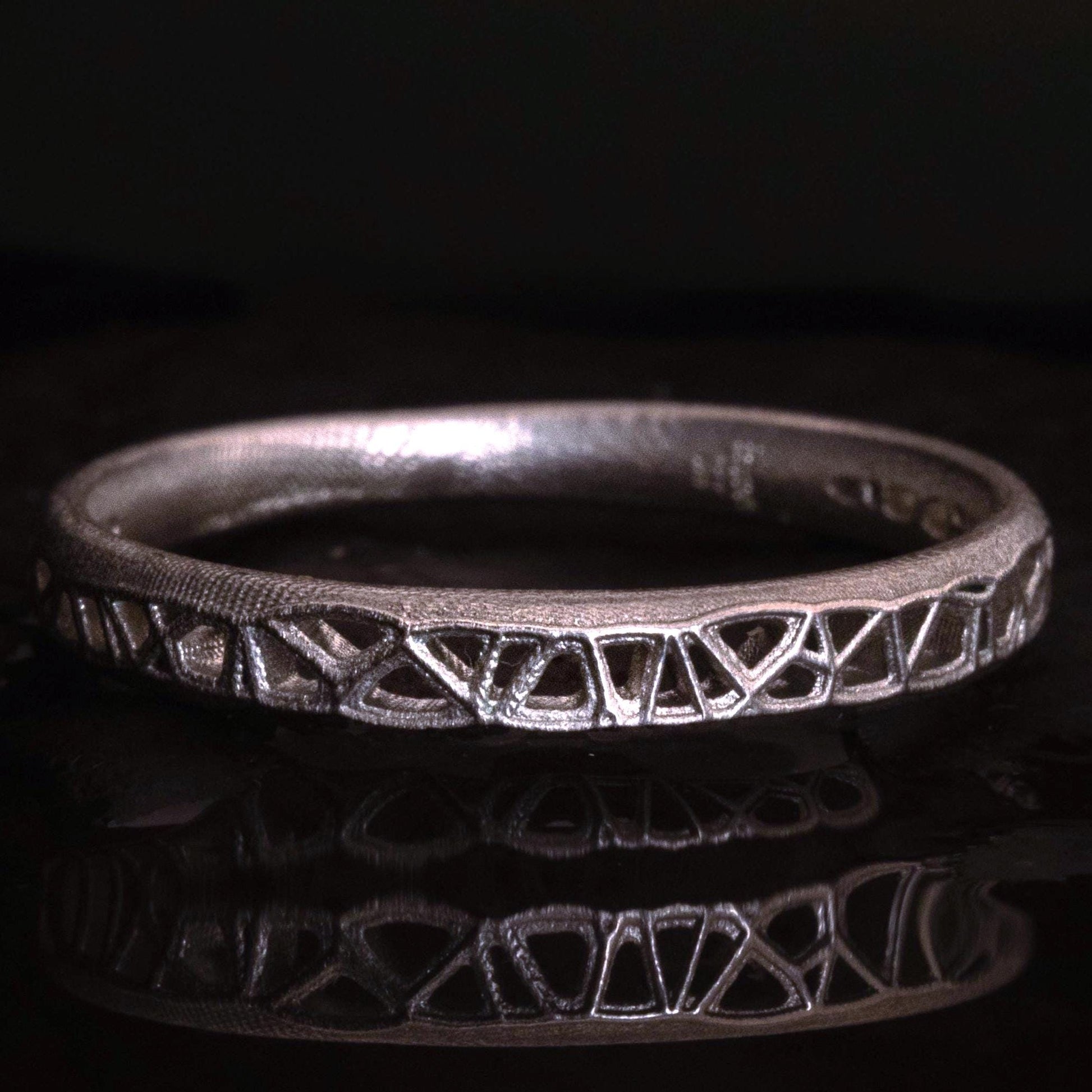 Sterling Silver Band Ring with Organic Lattice Texture item 1030 