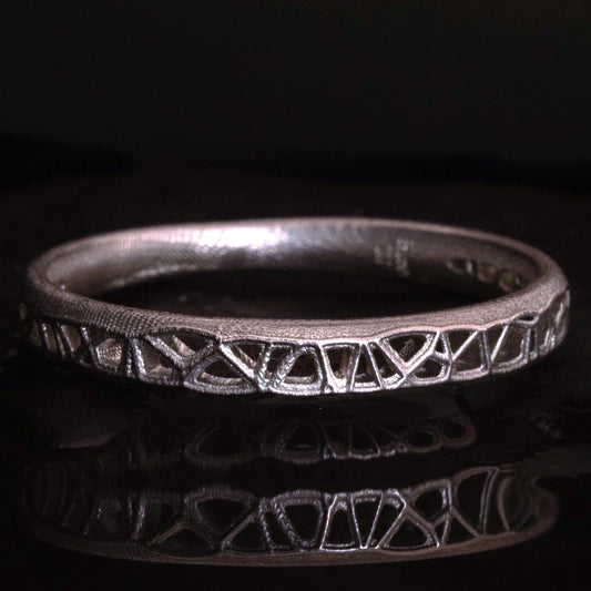 Sterling Silver Band Ring with Organic Lattice Texture item 1030 