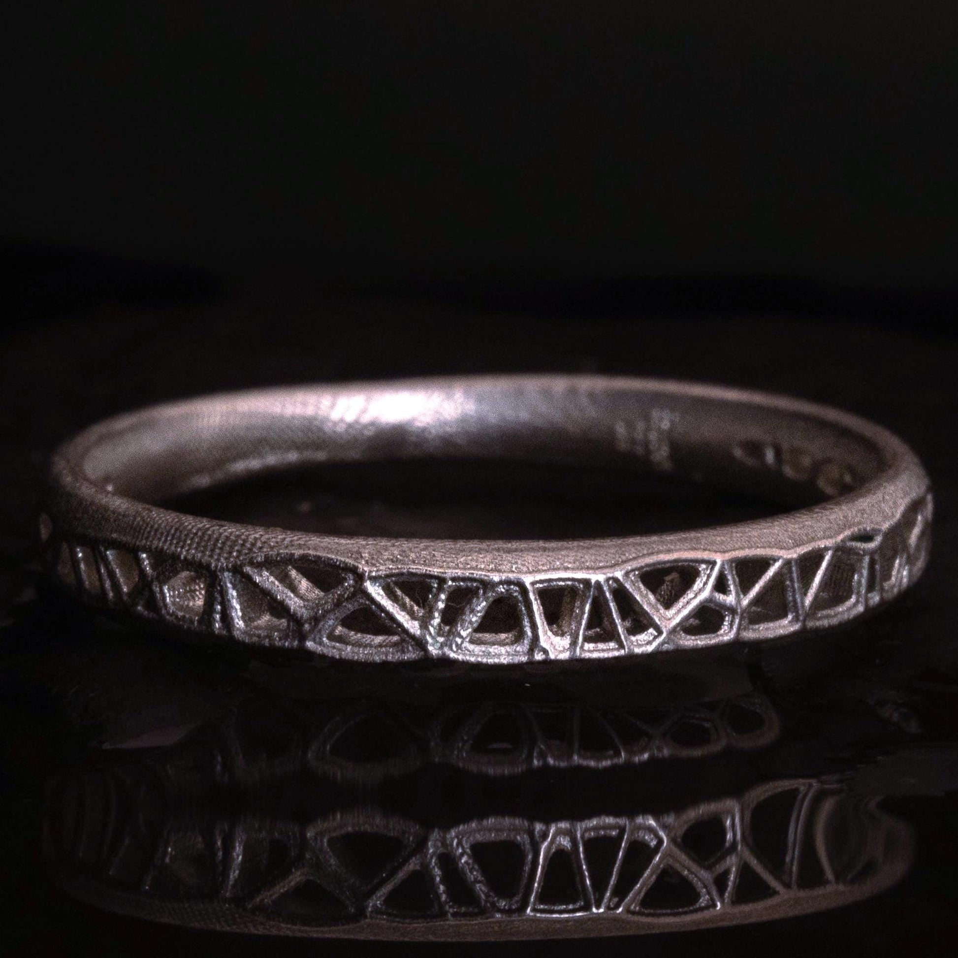 Sterling Silver Band Ring with Organic Lattice Texture item 1030 