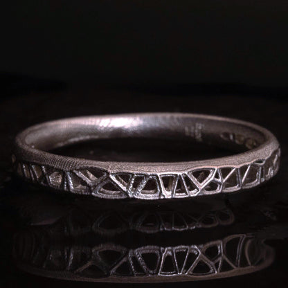 Sterling Silver Band Ring with Organic Lattice Texture item 1030 