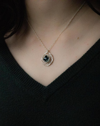 Hand Cut Montana Sapphire Sterling Silver Pendant - Dreamcatcher Necklace item 1007 Sterling silver, Blue Sapphire, Montana Sapphire