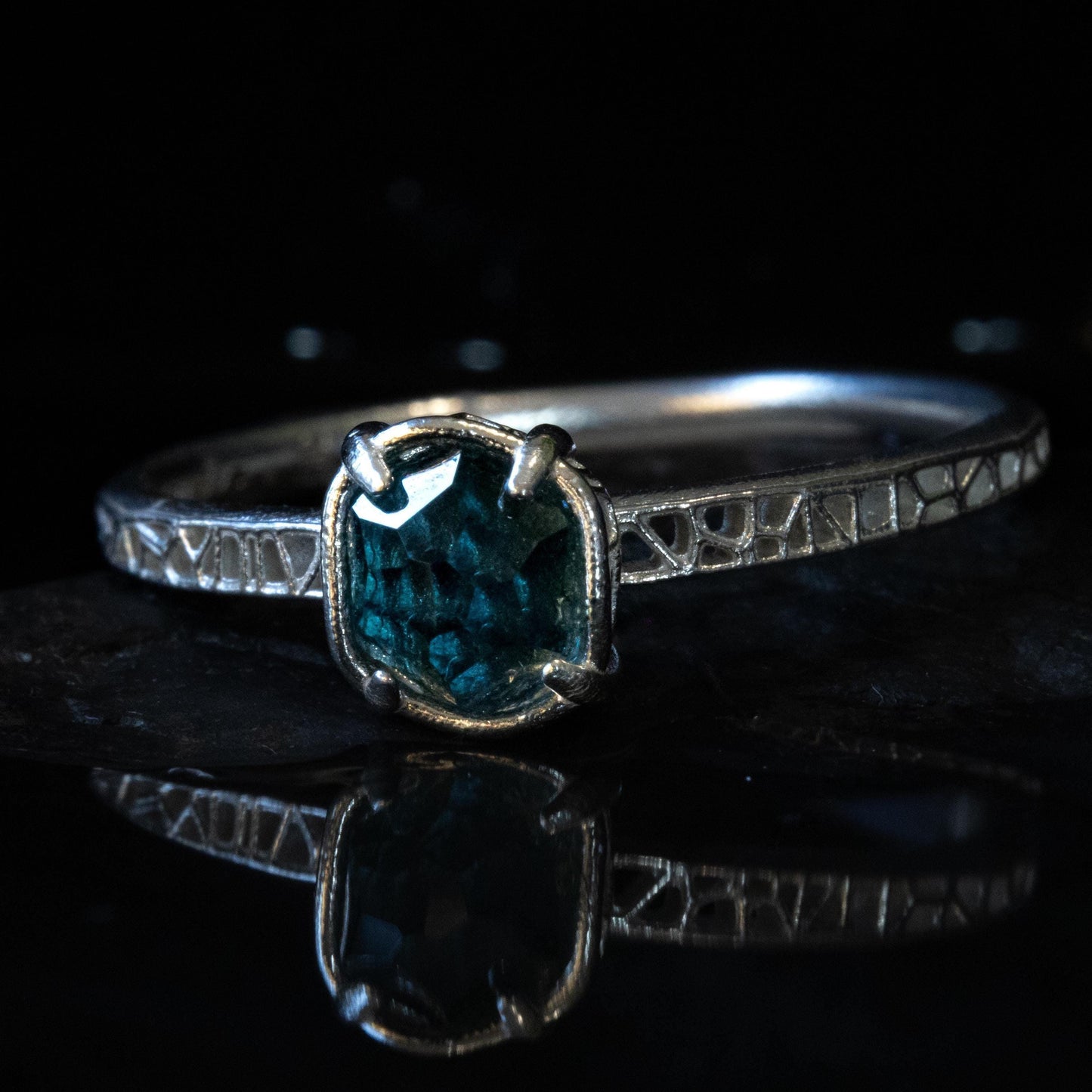 Hand Cut Montana Sapphire Solitaire Ring in Sterling Silver, item 1025 silver, sapphire