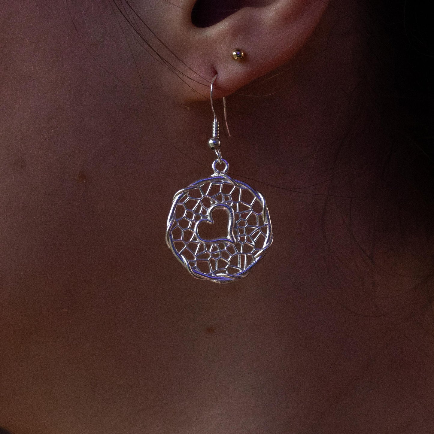 Handcrafted Sterling Silver Heart Lattice Earrings item 1038 