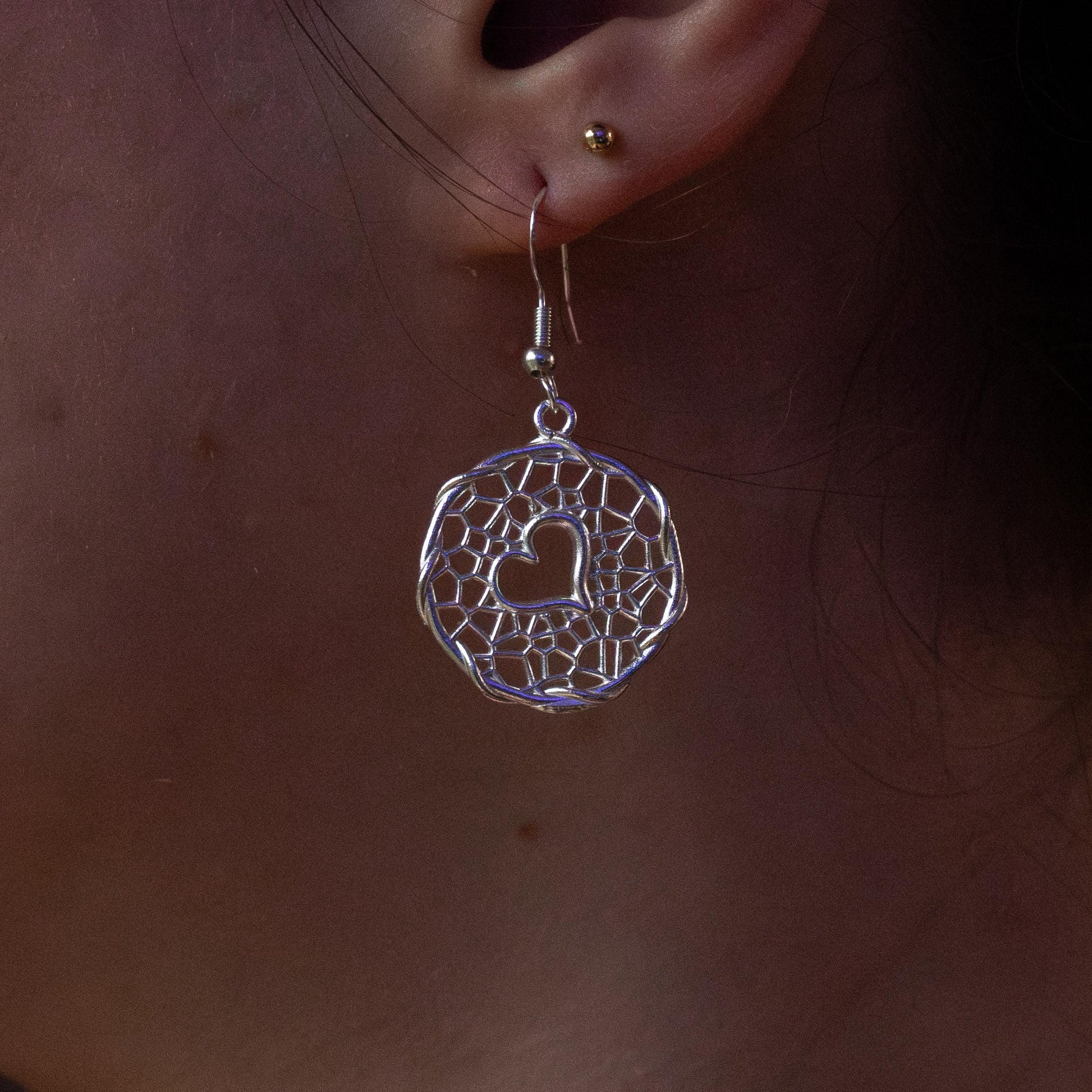 Handcrafted Sterling Silver Heart Lattice Earrings item 1038 