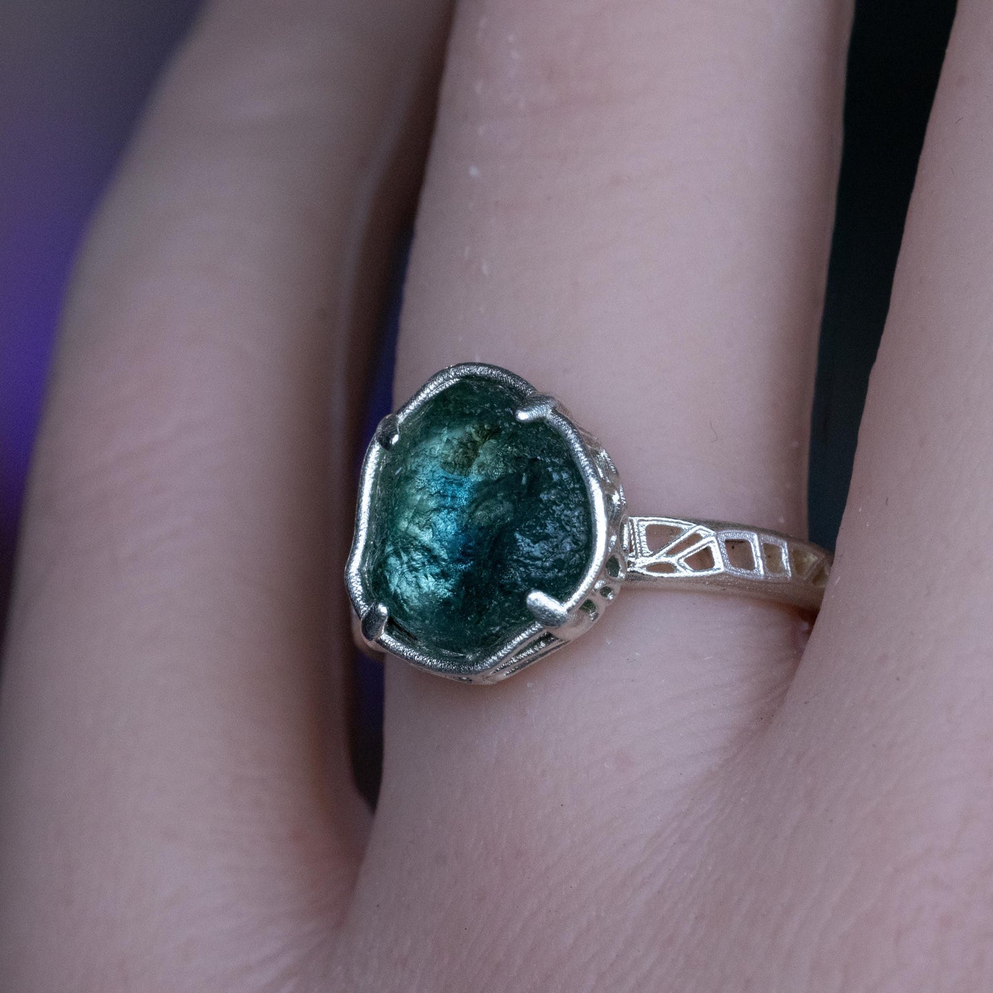 Hand Cut Montana Sapphire Solitaire Ring in Sterling Silver, item 1016 silver, sapphire
