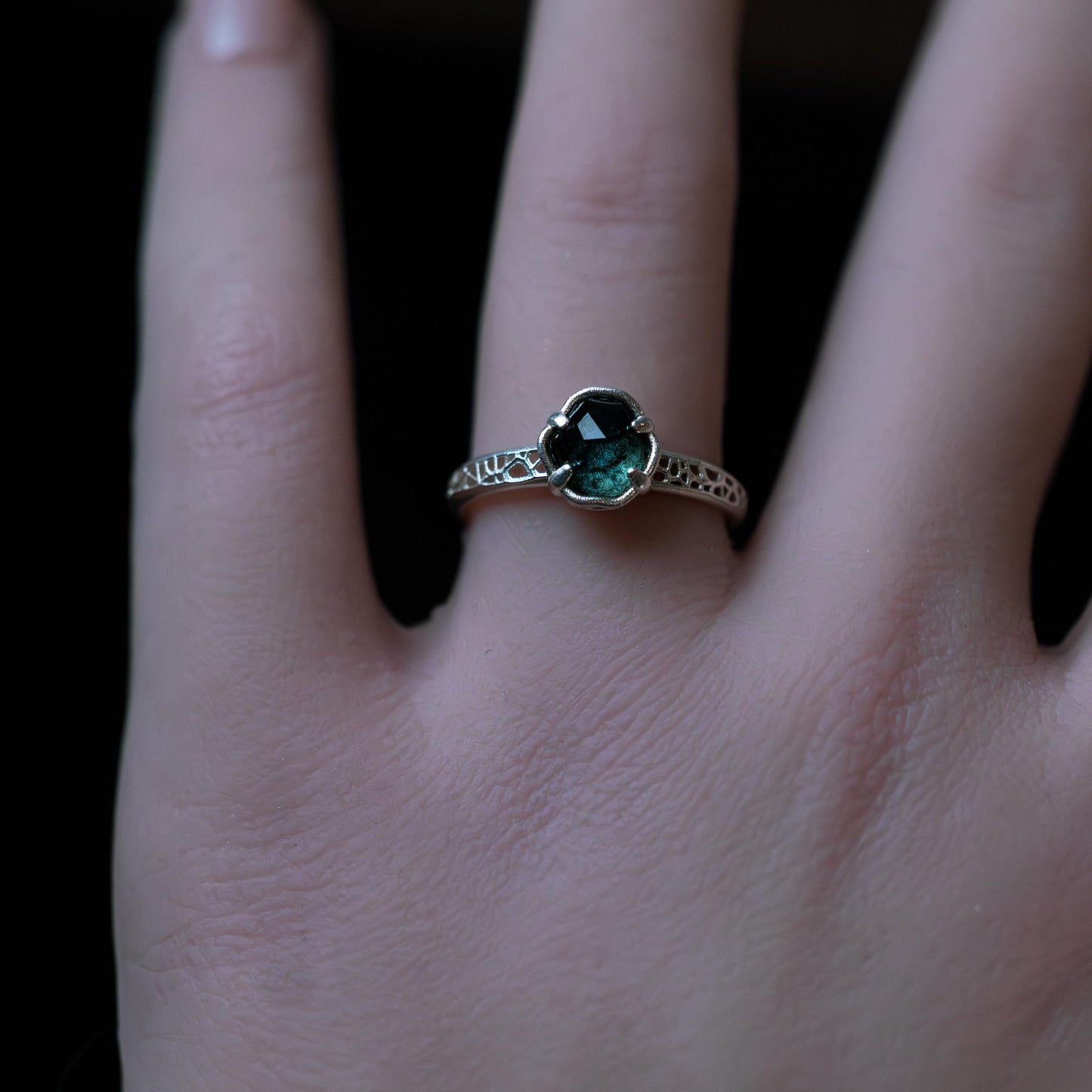 Hand Cut Montana Sapphire Solitaire Ring in Sterling Silver, item 1020 silver, sapphire