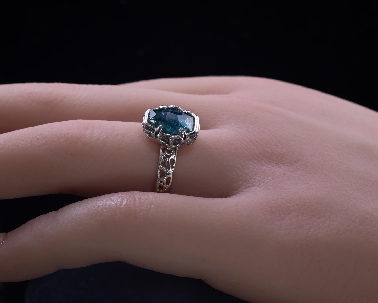 Montana Sapphire Ring Hand Cut Solitaire in Sterling Silver, item 1021 sapphire, silver