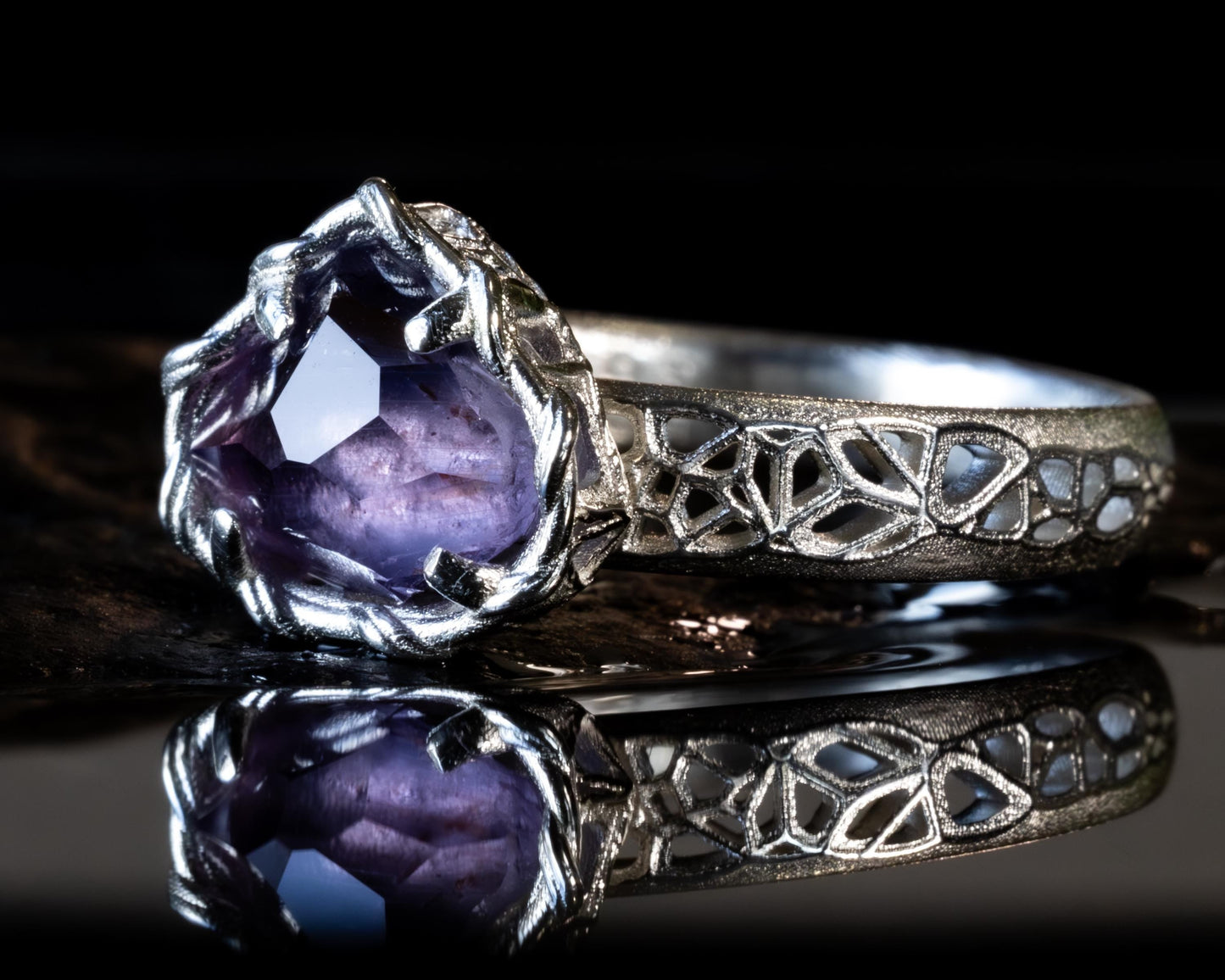 Sapphire Ring in Sterling Silver Soft Violet Solitaire item 1041 Sterling Silver, sapphire