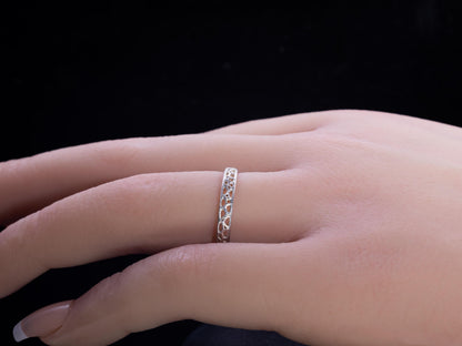 Sterling Silver Band Ring with Organic Lattice Texture item 1029 
