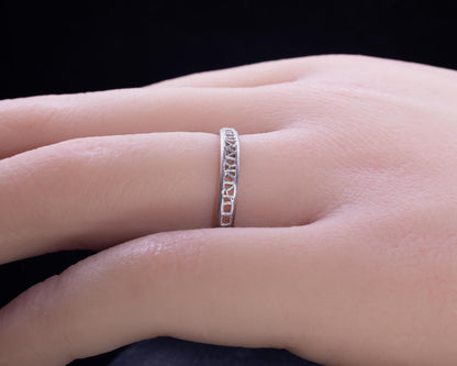 Sterling Silver Band Ring with Organic Lattice Texture item 1031 