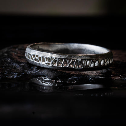 Sterling Silver Band Ring with Organic Lattice Texture item 1031 