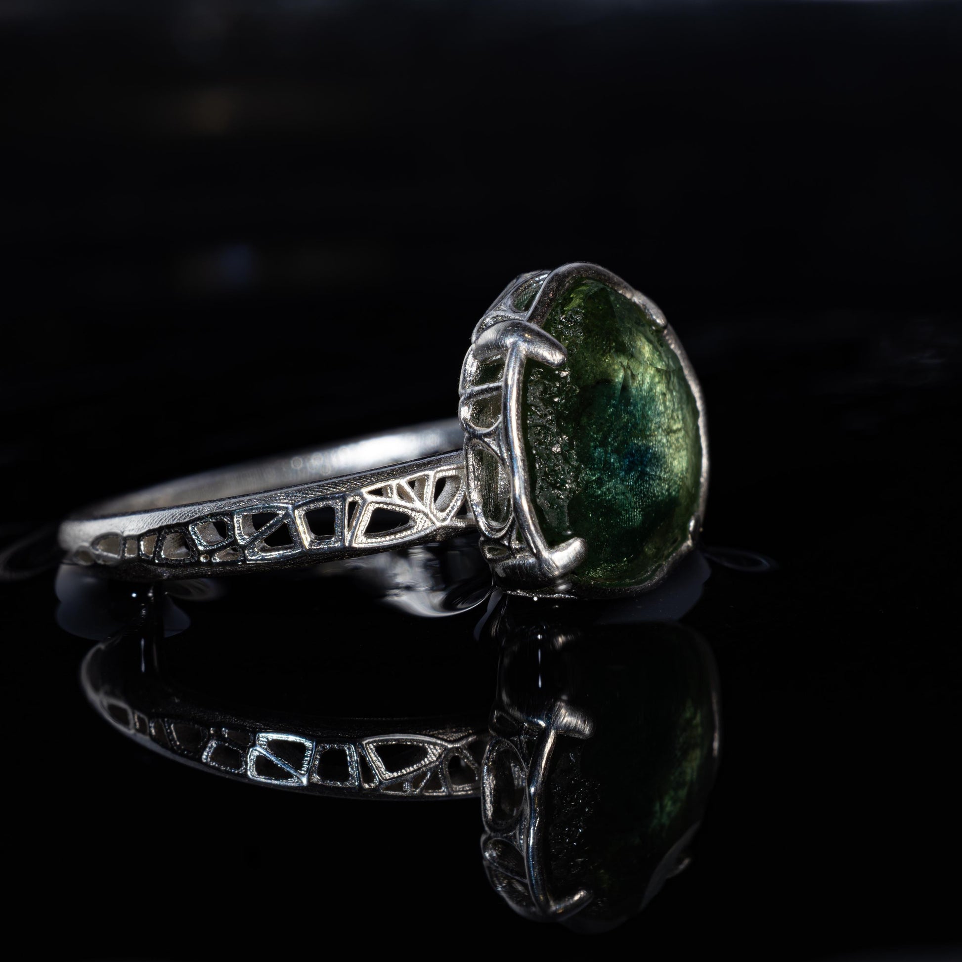 Hand Cut Montana Sapphire Solitaire Ring in Sterling Silver, item 1016 silver, sapphire
