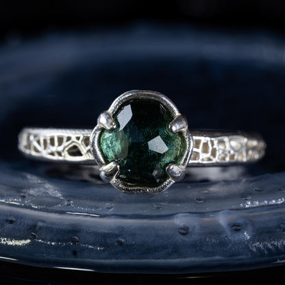 Hand Cut Montana Sapphire Solitaire Ring in Sterling Silver, item 1020 silver, sapphire