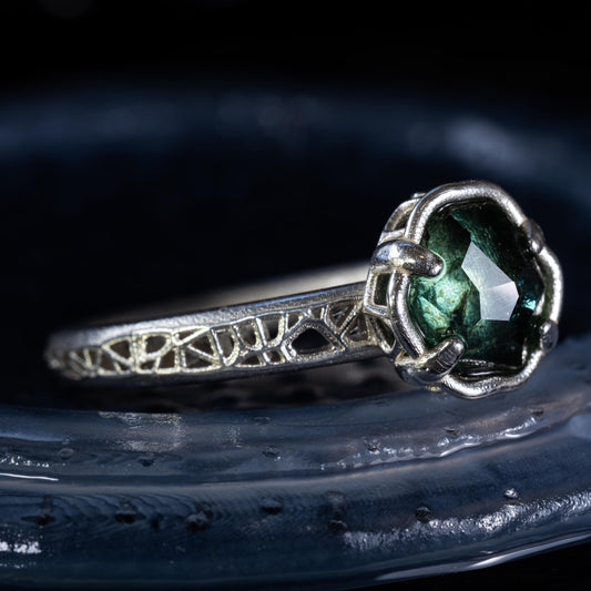 Hand Cut Montana Sapphire Solitaire Ring in Sterling Silver, item 1020 silver, sapphire