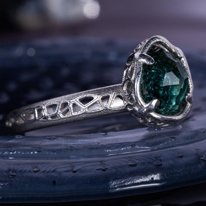 Hand Cut Montana Sapphire Solitaire Ring in Sterling Silver, item 1015 silver, sapphire