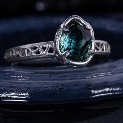 Hand Cut Montana Sapphire Solitaire Ring in Sterling Silver, item 1015 silver, sapphire