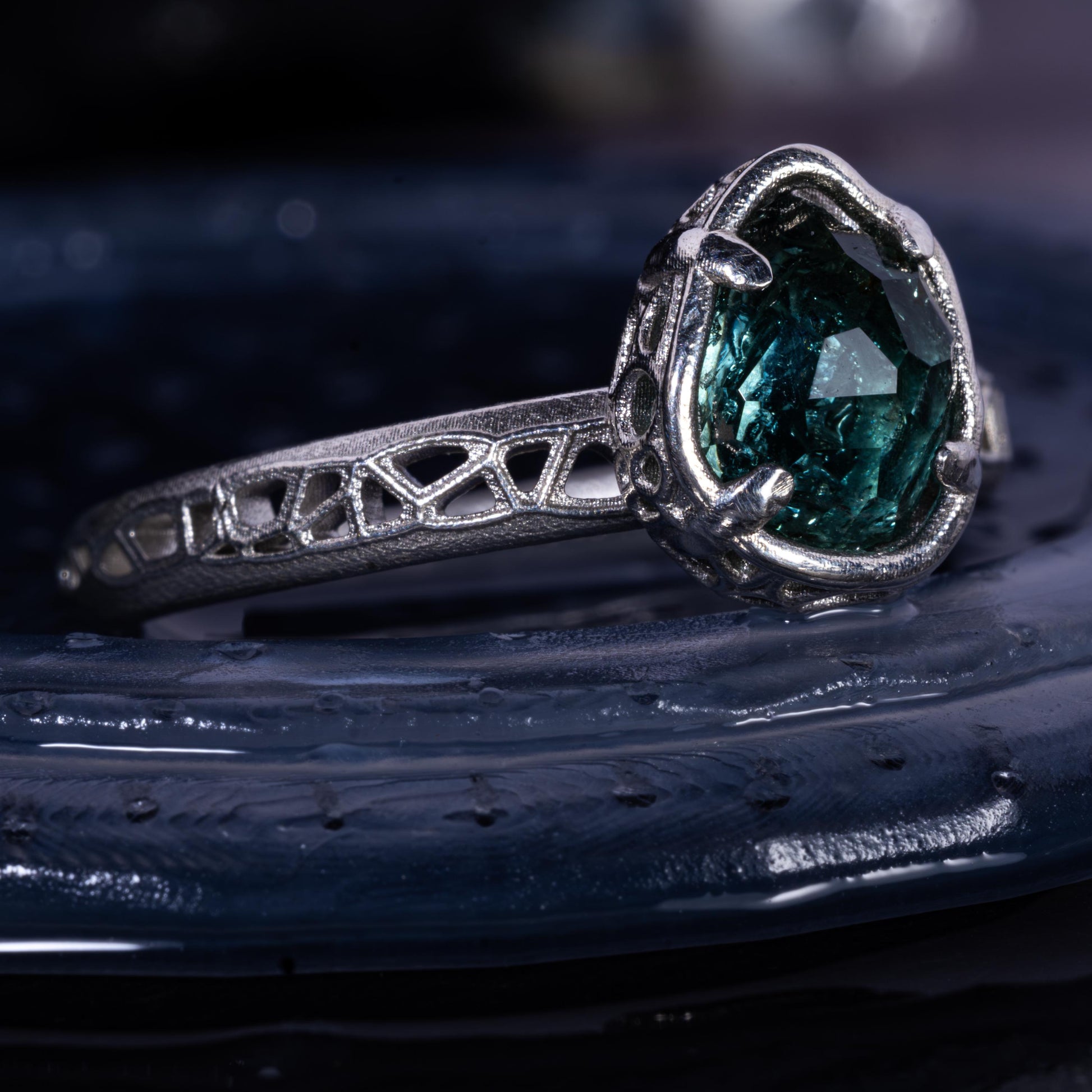 Hand Cut Montana Sapphire Solitaire Ring in Sterling Silver, item 1015 silver, sapphire