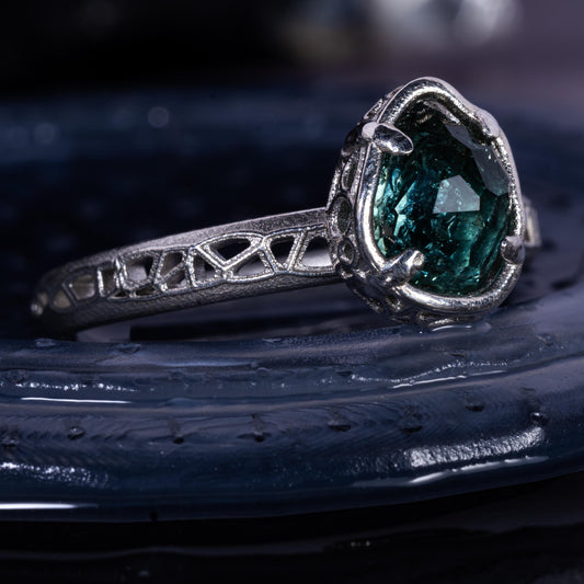 Hand Cut Montana Sapphire Solitaire Ring in Sterling Silver, item 1015 silver, sapphire