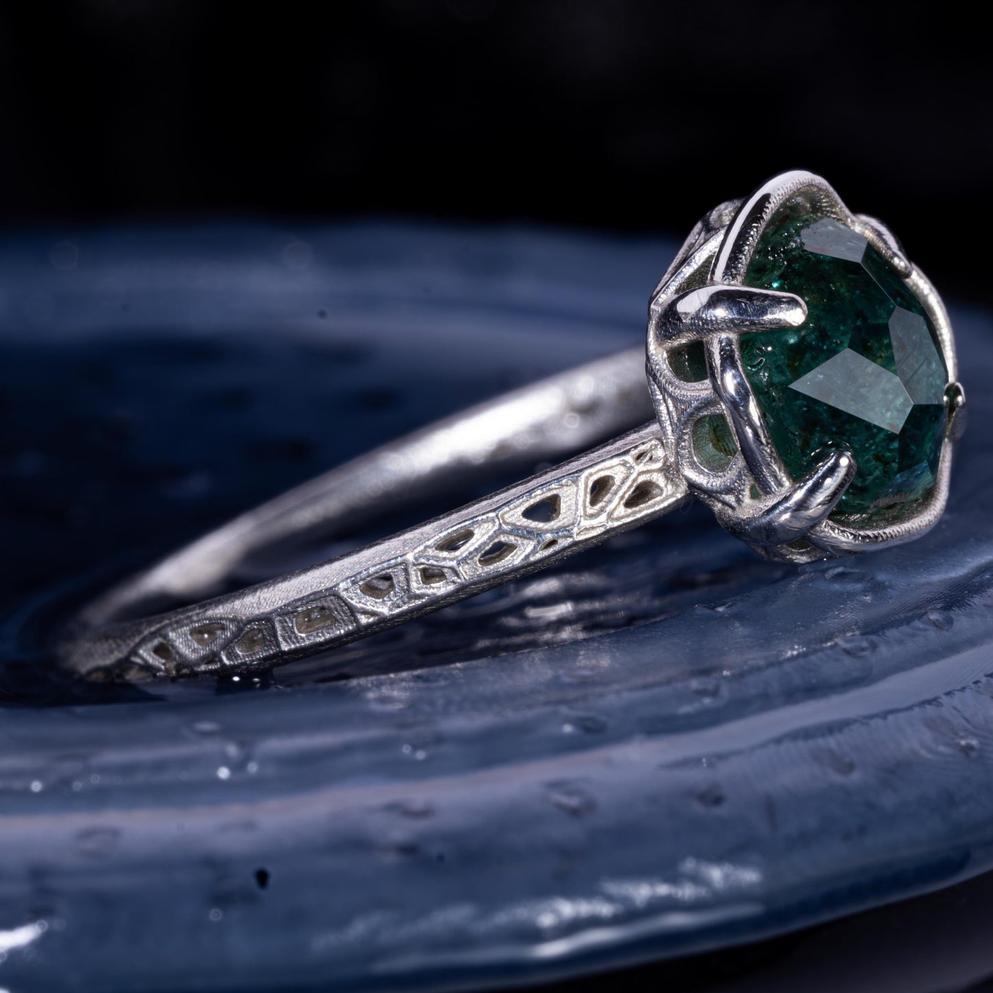 Hand Cut Montana Sapphire Solitaire Ring in Sterling Silver, item 1012 