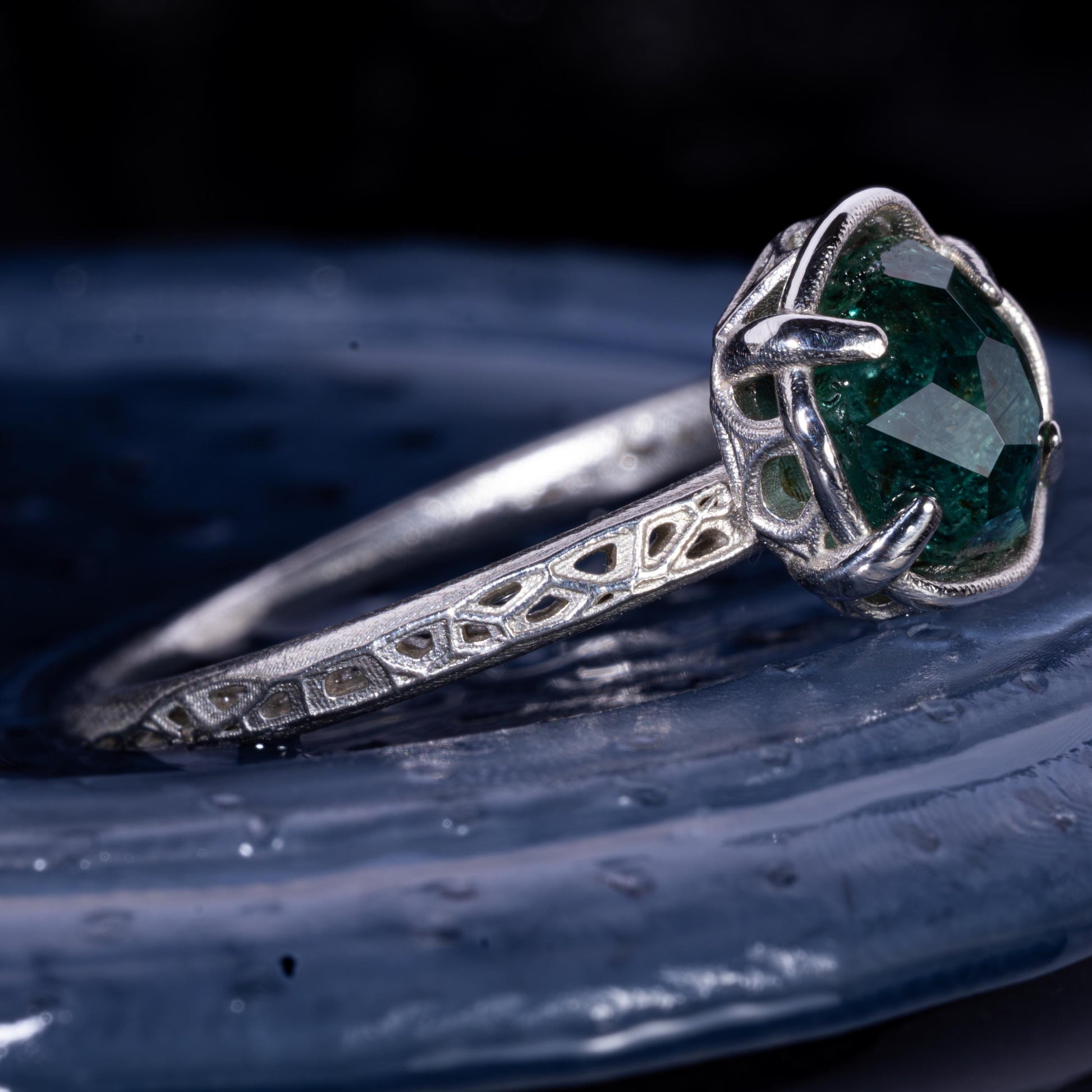 Hand Cut Montana Sapphire Solitaire Ring in Sterling Silver, item 1012 