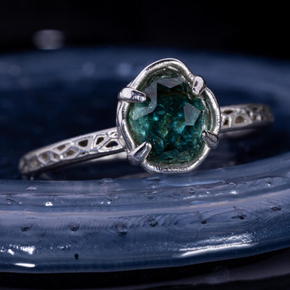 Hand Cut Montana Sapphire Solitaire Ring in Sterling Silver, item 1012 