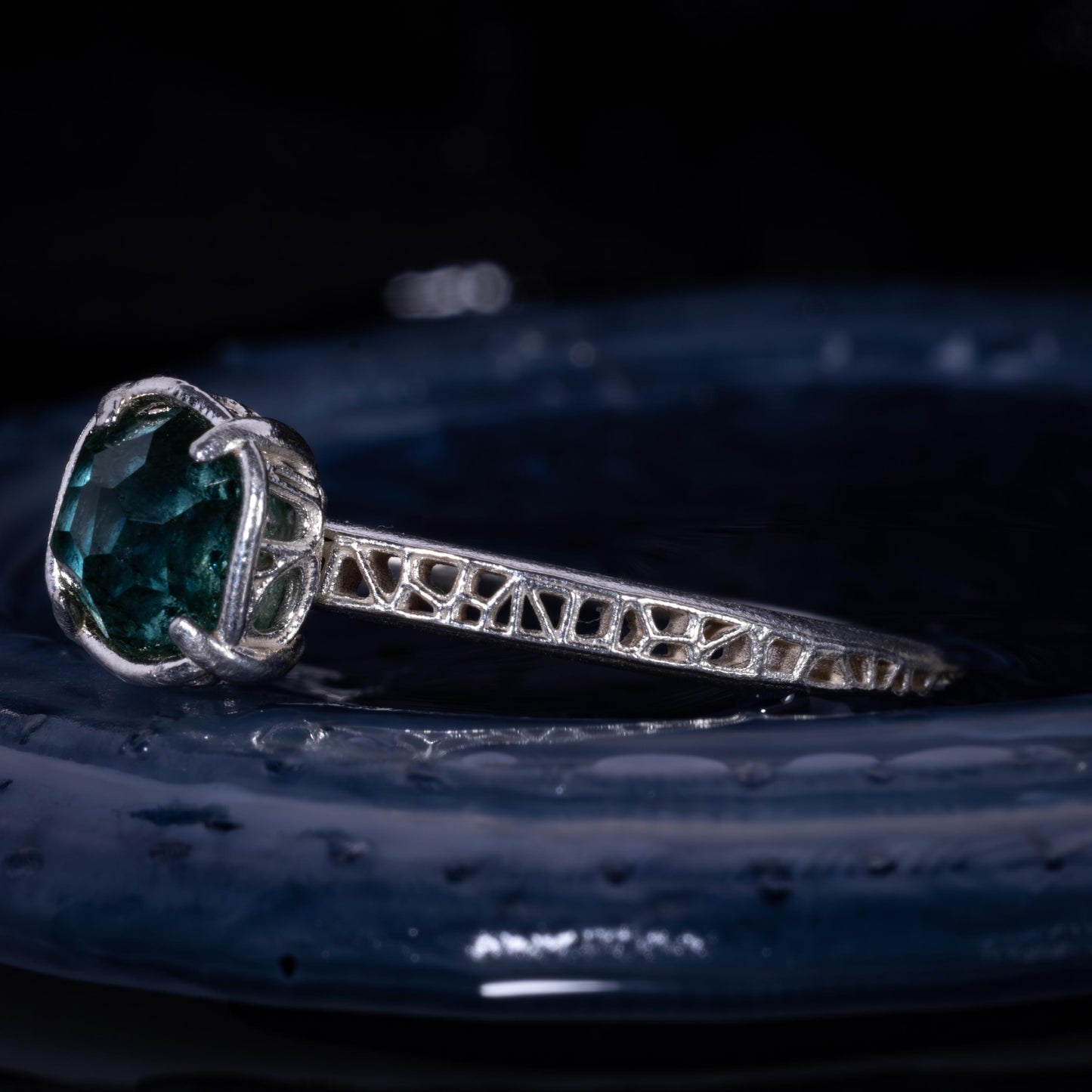 Hand Cut Montana Sapphire Solitaire Ring in Sterling Silver, item 1025 silver, sapphire